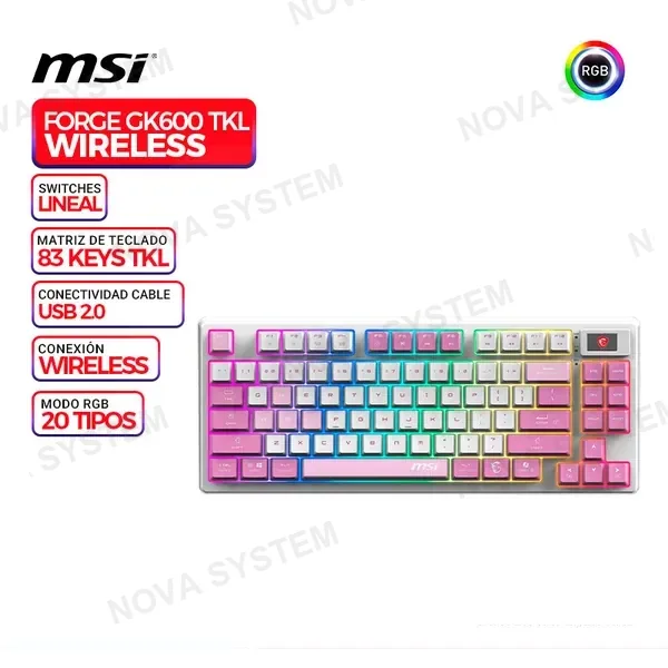 MSI TECLADO MECANICO MSI FORGE GK600 TKL Wireless/Bluetooth