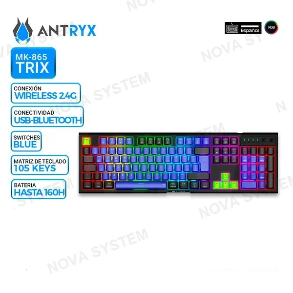 ANTRYX TECLADO MECANICO TKL ANTRYX MK865 TRIX, SWITCH BLUE