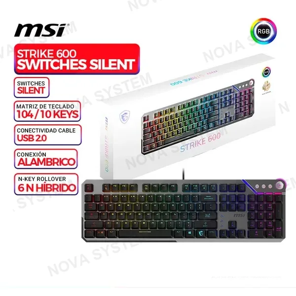MSI TECLADO MECANICO MSI STRIKE 600 SWITCHES SILENT, RGB
