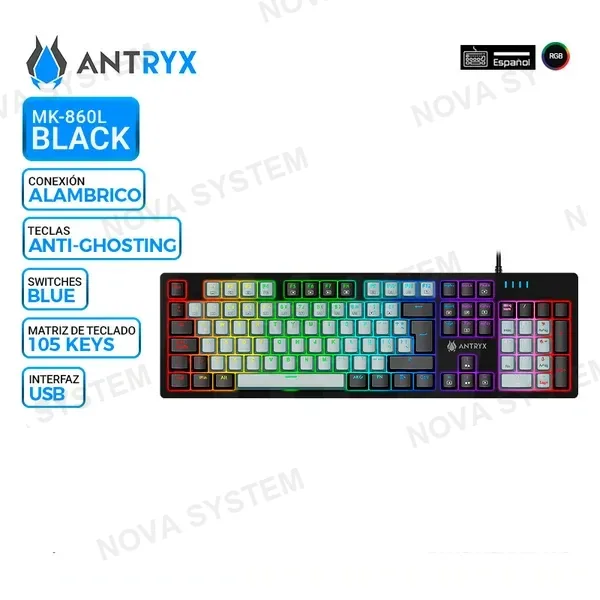 ANTRYX TECLADO MECANICO ANTRYX MK860L BLACK, SWITCH BLUE