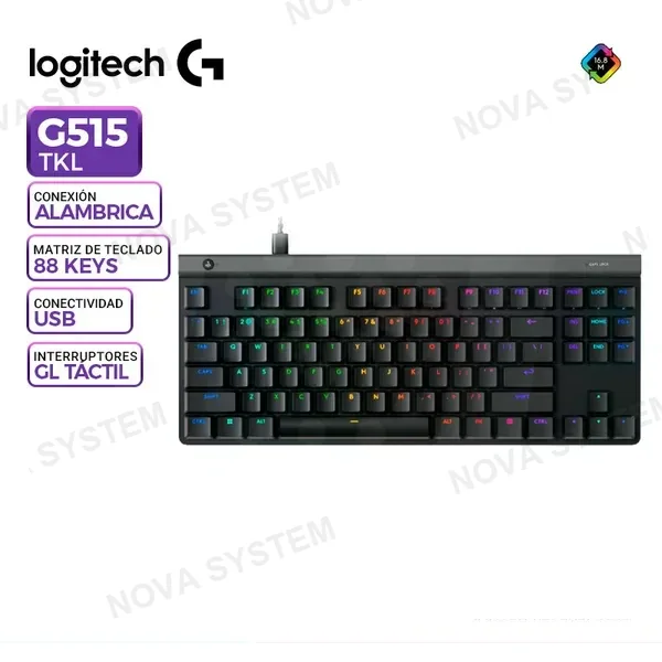 LOGITECH TECLADO GAMING LOGITECH G515 TKL, LIGHTSYNC RGB, BLACK