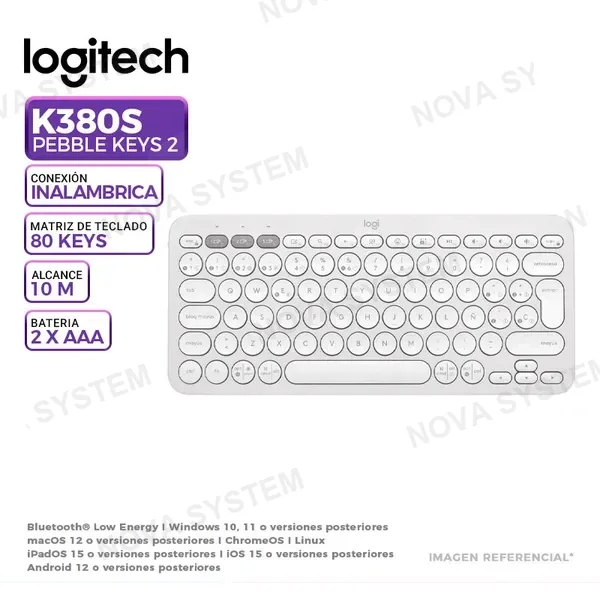 LOGITECH TECLADO LOGITECH PEBBLE 2 K380S WIRELESS/BLUETOOTH WHITE