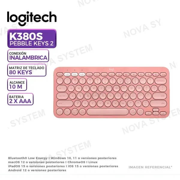 LOGITECH TECLADO LOGITECH PEBBLE 2 K380S WIRELESS/BLUETOOTH ROSE