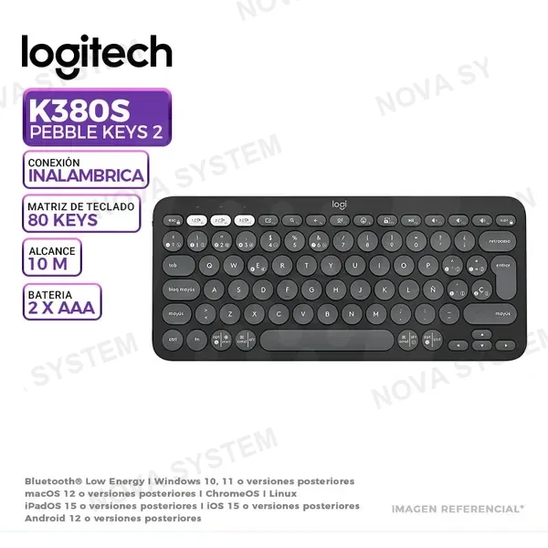 LOGITECH TECLADO LOGITECH PEBBLE 2 K380S WIRELESS/BLUETOOTH GRAFITO