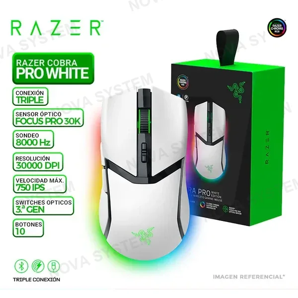 RAZER MOUSE RAZER COBRA PRO WIRELLES/BT, WHITE