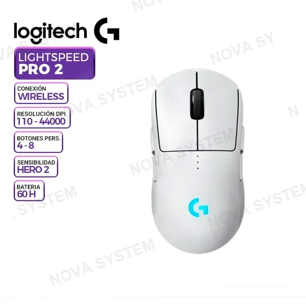 LOGITECH MOUSE GAMING LOGITECH G PRO 2 LIGHTSPEED, INALAMBRICO, HERO 2, 44K Dpi, RGB, WHITE