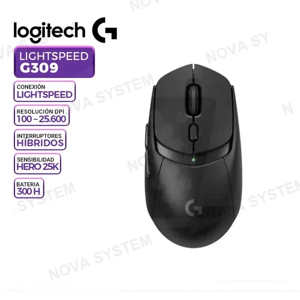 LOGITECH MOUSE GAMING LOGITECH G309, WIRELESS LIGHTSPEED, HERO 25K, BLACK
