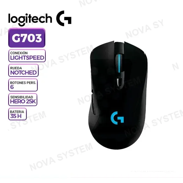 LOGITECH MOUSE GAMING LOGITECH G703 INALAMBRICO, LIGHTSPEED, HERO 25K BLACK