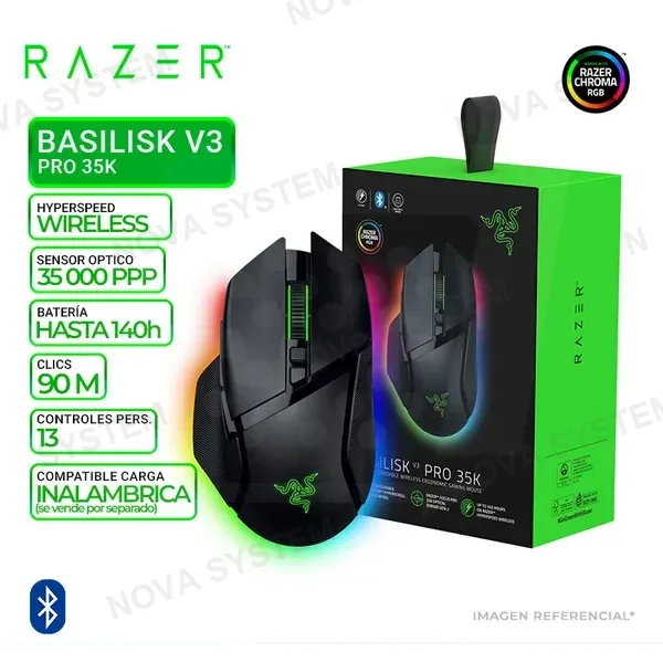 RAZER MOUSE INALAMBRICO/BT GAMING RAZER BASILISK V3 PRO, 35K DPi, BLACK