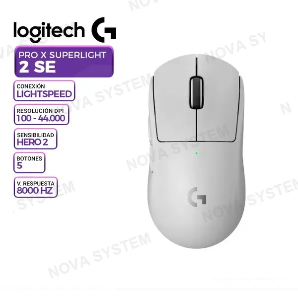 LOGITECH MOUSE LOGITECH PRO X SUPERLIGTH 2 SE, INALAMBRICO LIGHTSPEED, HERO 2, WHITE