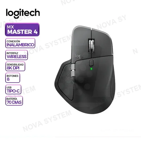 LOGITECH MOUSE LOGITECH MX MASTER 4 WIRELESS, USB-C, BLUETOOTH, 8K DPI, GRAFITO