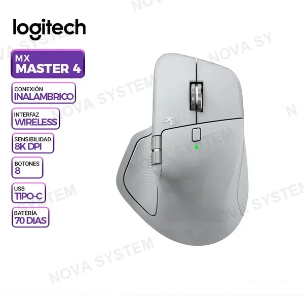 LOGITECH MOUSE LOGITECH MX MASTER 4 WIRELESS, USB-C BLUETOOTH, 8K DPI, GRIS