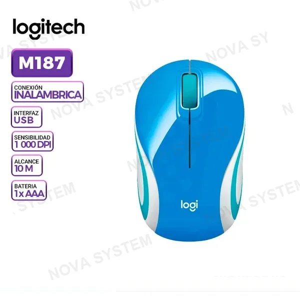 LOGITECH MOUSE INALAMBRICO LOGITECH M187 MINI AZUL
