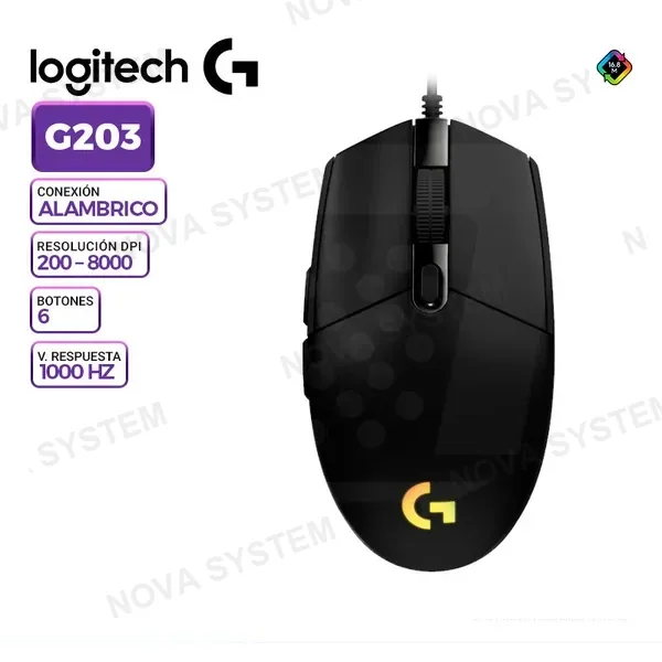 LOGITECH MOUSE GAMING LOGITECH G203 LIGHTSYNC RGB BLACK
