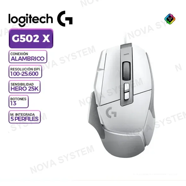 LOGITECH MOUSE GAMING LOGITECH G502 X HERO 25K WHITE, RGB LIGHTSYNC