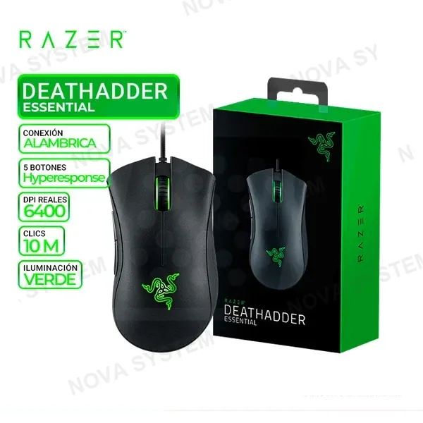 RAZER MOUSE RAZER DEATHADDER ESSENTIAL, 6400 DPI, SWITCH MECHANICAL, BLACK