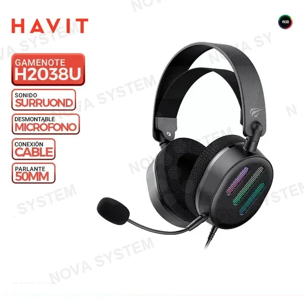 HAVIT AURICULAR HAVIT GAMENOTE H2038U, USB 7.1, RGB