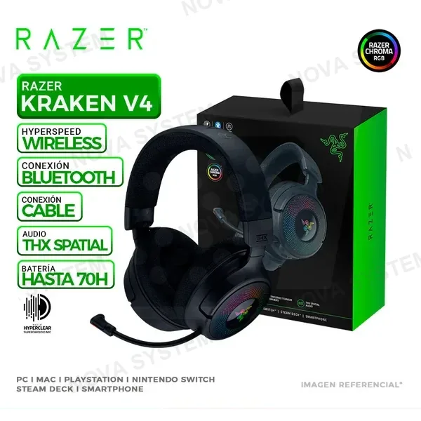 RAZER AURICULAR RAZER KRAKEN V4, INALAMBRICO/BT, BLACK
