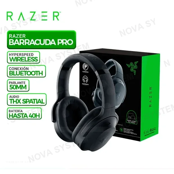 RAZER AURICULAR RAZER BARRACUDA PRO, INALAMBRICO/BT, BLACK