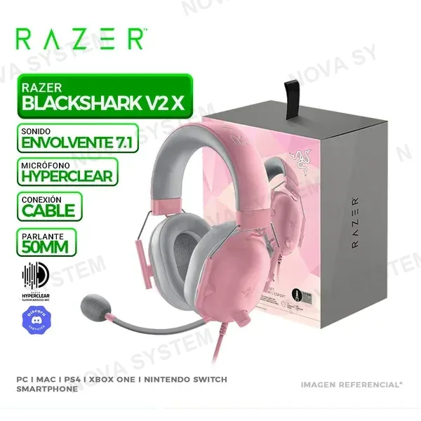 RAZER AURICULAR RAZER BLACKSHARK V2 X, MULTIPLATAFORMA, 7.1, CUARZO