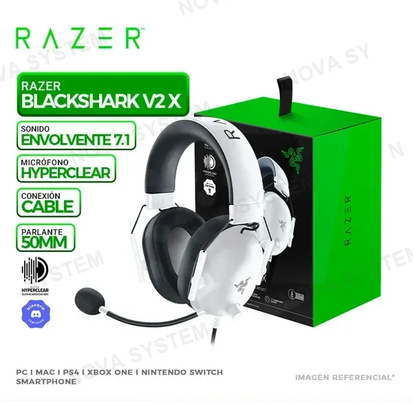 RAZER AURICULAR RAZER BLACKSHARK V2 X, MULTIPLATAFORMA, 7.1, WHITE