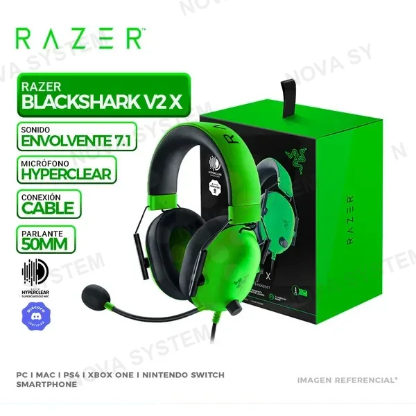 RAZER AURICULAR RAZER BLACKSHARK V2 X, MULTIPLATAFORMA, 7.1, GREEN
