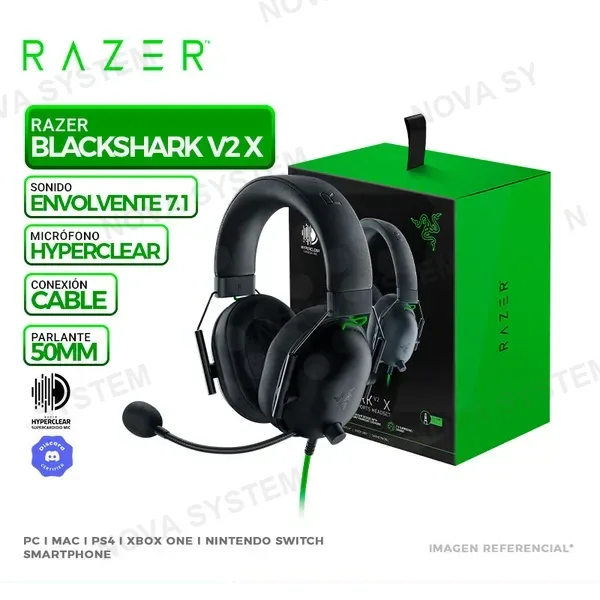 RAZER AURICULAR RAZER BLACKSHARK V2 X, MULTIPLATAFORMA, 7.1, BLACK