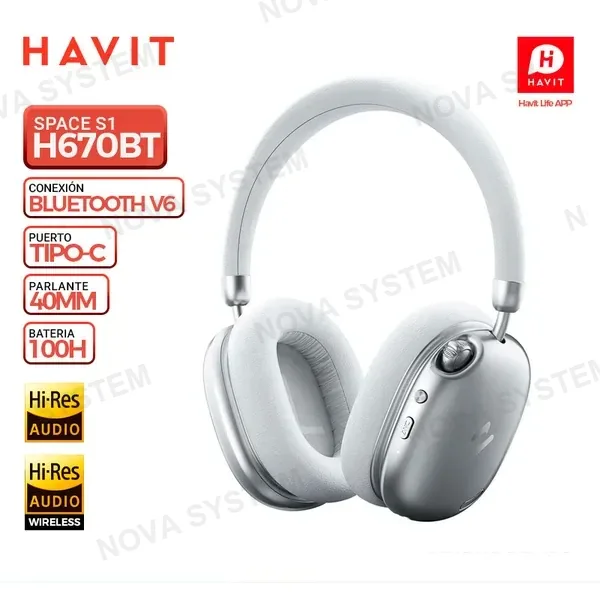 HAVIT AURICULAR INALAMBRICO HAVIT SPACE S1 H670BT, Plata