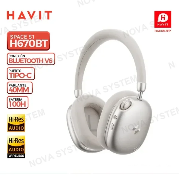 HAVIT AURICULAR INALAMBRICO HAVIT SPACE S1 H670BT, Beige