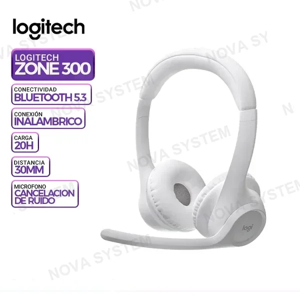 LOGITECH AURICULAR LOGITECH ZONE 300, INALAMBRICO/BT, WHITE