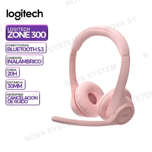 LOGITECH AURICULAR LOGITECH ZONE 300, INALAMBRICO/BT, ROSE