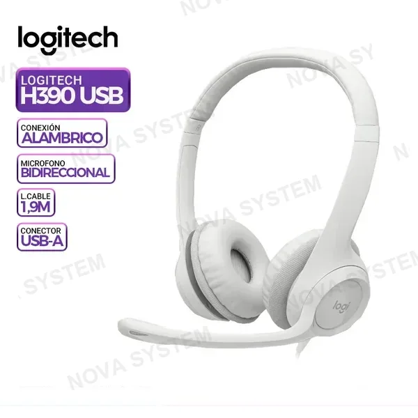 LOGITECH MICROFONO AURICULAR LOGITECH H390 USB, CANCELACION DE RUIDO, WHITE