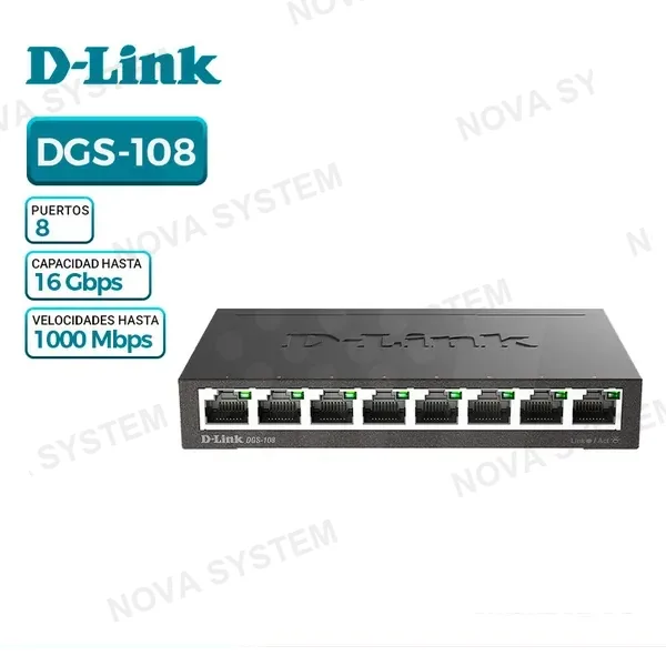 D-LINK SWITCH D-LINK DGS-108, 8 PUERTOS GIGABIT 1000