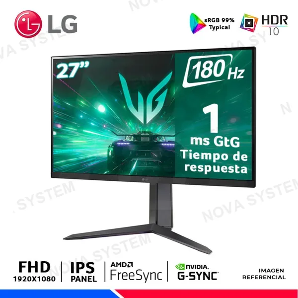 LG MONITOR GAMING LG UltraGear 27GS65F-B, 27" IPS, FHD, 180Hz, 1ms, G-Sync