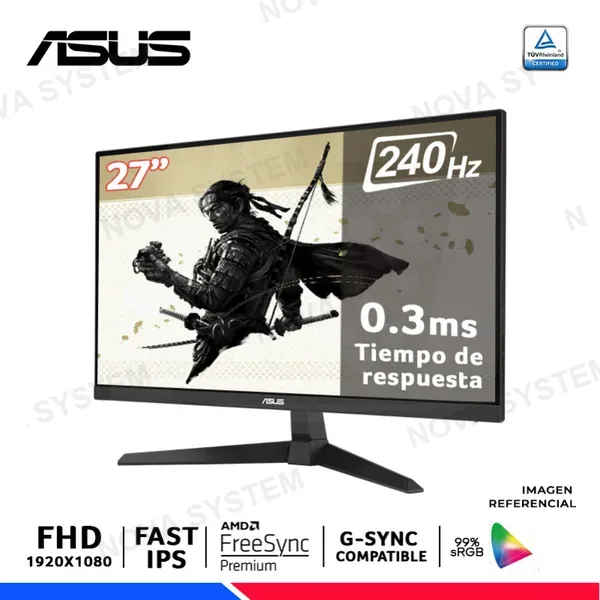 ASUS MONITOR ASUS TUF GAMING VG279QM5A, 27" Fast IPS, FHD 1920 x 1080, 240Hz, 0.3ms, Nvidia G-Sync, Amd FreeSync
