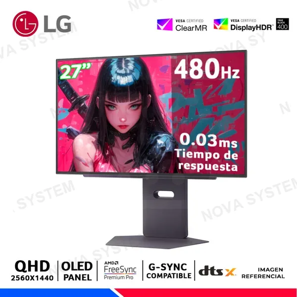 LG MONITOR GAMING LG 27GX790A, 27" UltraGear OLED, QHD, 480Hz, 0.03ms, Compatible Nvidia G-Sync