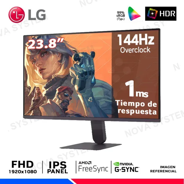 LG MONITOR LG UltraGear G4 24G411A-B, 23.8" IPS, FHD, 144Hz Overclock, 1ms, Nvidia G-Sync, Amd FreeSync
