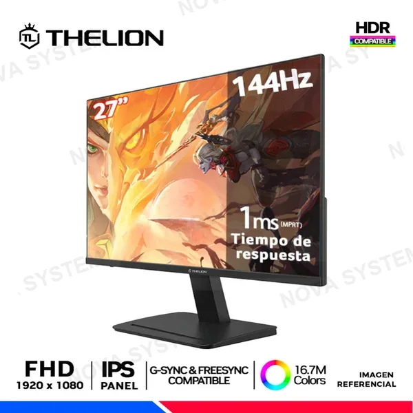 THELION MONITOR GAMING THELION GL27EFI, 27" IPS, FHD, 144Hz, 1ms MPRT, Compatible G-Sync, FreeSync