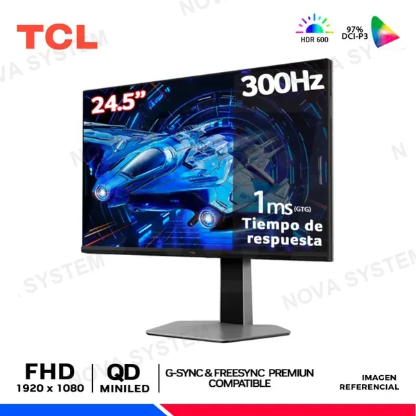 TCL MONITOR TCL 25G64, 24.5" QD MINI LED, FHD, 300Hz, 1ms, FreeSync