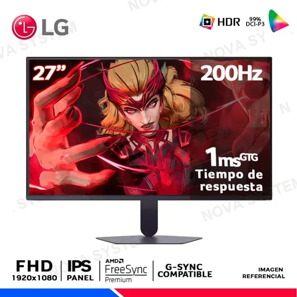 MONITOR GAMING UltraGear G5 27G523B-B, 27" IPS FHD, 200Hz, 1ms, Compatible G-Sync, FreeSync