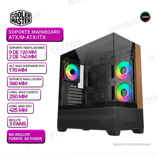 COOLER MASTER CASE COOLER MASTER ELITE 690 WOOD, 3 COOLER A
