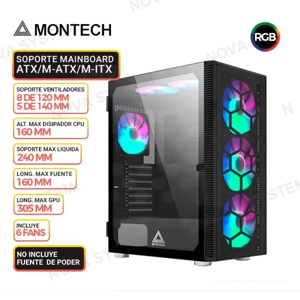MONTECH CASE MONTECH X3 GLASS, BLACK