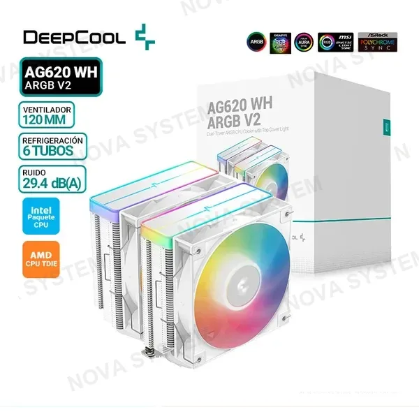 DEEPCOOL COOLER DE PROCESADOR DEEPCOOL AG620 WH ARGB V2