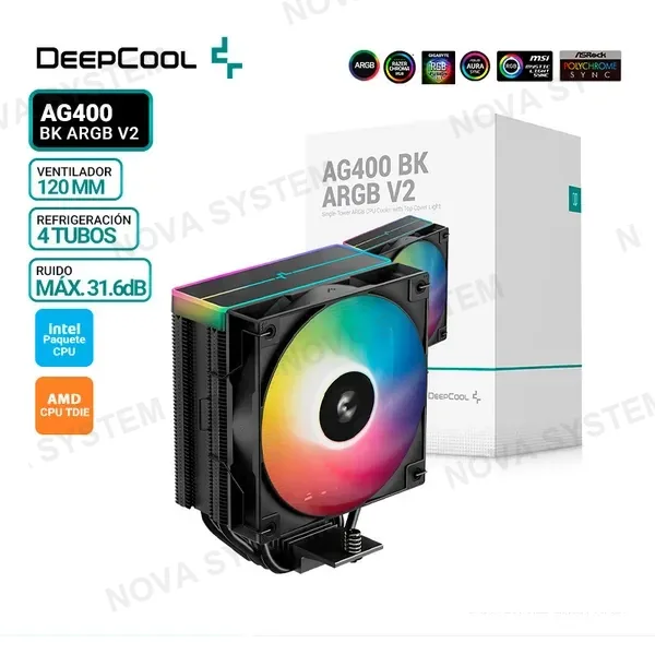 DEEPCOOL COOLER DE PROCESADOR DEEPCOOL AG400 BK ARGB V2