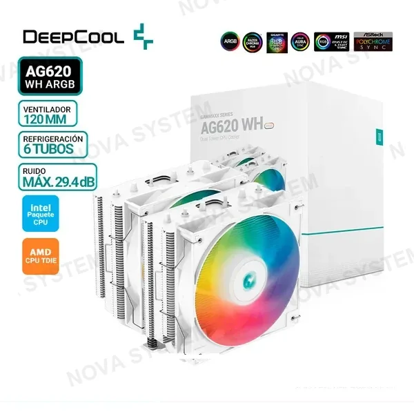 DEEPCOOL COOLER DE PROCESADOR DEEPCOOL AG620 WH, ARGB