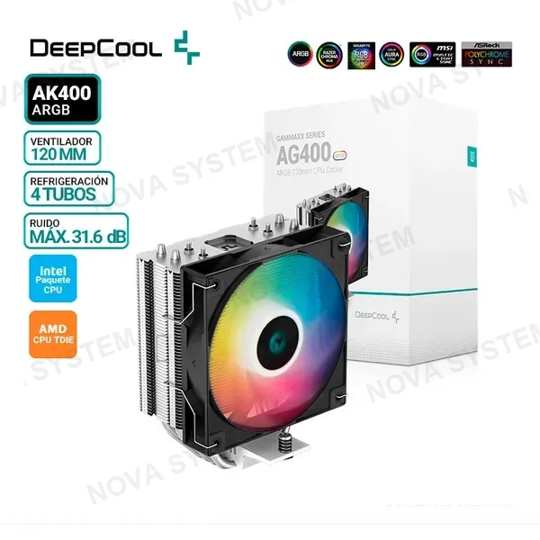 DEEPCOOL COOLER DE PROCESADORES DEEPCOOL AG400, ARGB