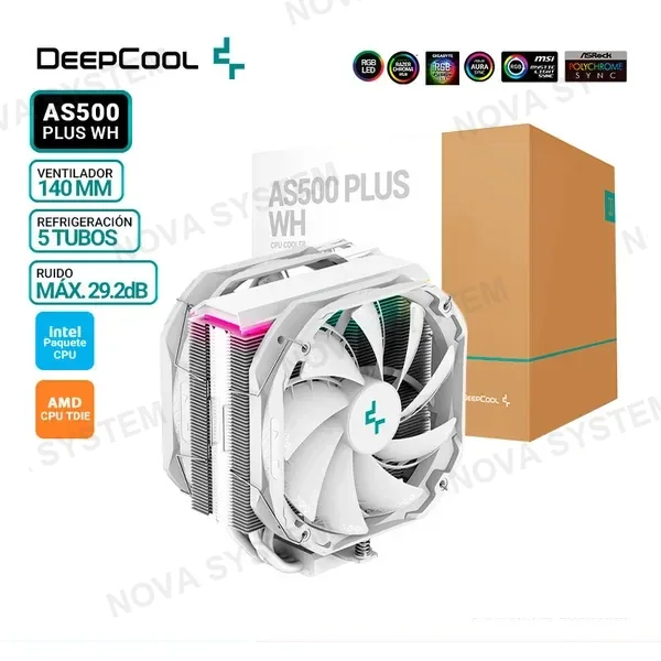 DEEPCOOL COOLER DE PROCESADOR DEEPCOOL AS500 PLUS WH, RGB LED