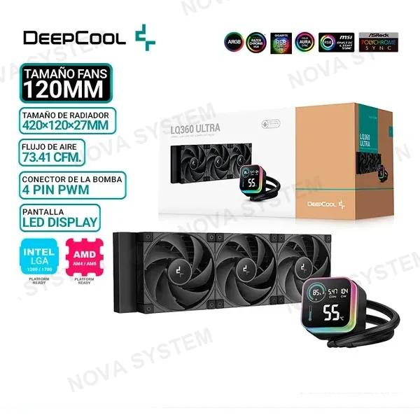 DEEPCOOL REFRIGERACION LIQUIDA DEEPCOOL LQ360 ULTRA, PANTALLA, ARGB
