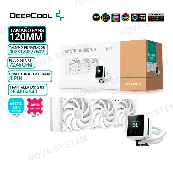 DEEPCOOL REFRIGERACION LIQUIDA DEEPCOOL MYSTIQUE 360 WH, Pantalla LCD