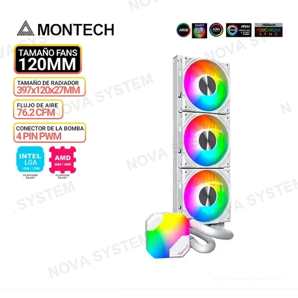 MONTECH REFRIGERACION LIQUIDA MONTECH HYPER FLOW ARGB 360, WHITE